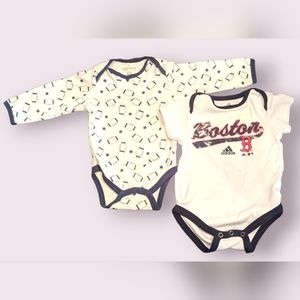 Baby onesies- Adidas MLB baseball Boston Red Sox, Baby Gear football 6-9 months
